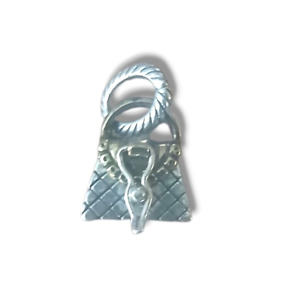 LIKE NEW Vintage Brighton Silver & Gold-tone Quilted Handbag Charm